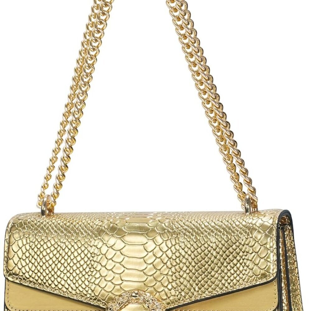 Stylish Large Capacity Snake Print Bag with Chain Accents - Ideal for Daily Use